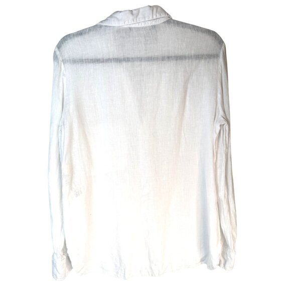 2/$30 ZARA Medium White Linen V-Neck Blouse With Button-Up Front - Picture 4 of 11